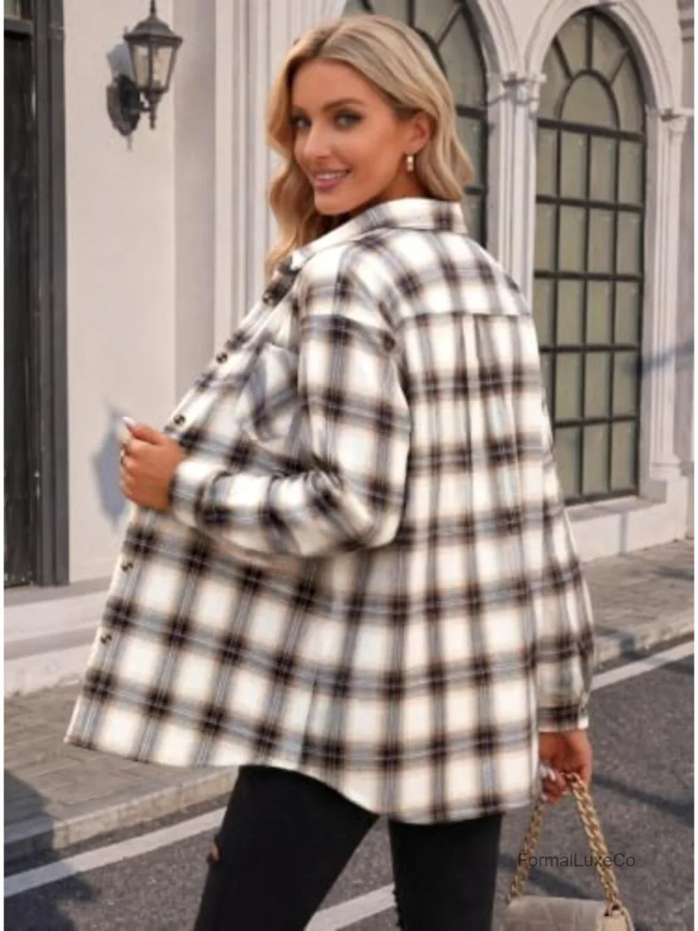 Womens Flannel Shirt Long Sleeve Button Down Casual Plaid Top Lightweight Loose